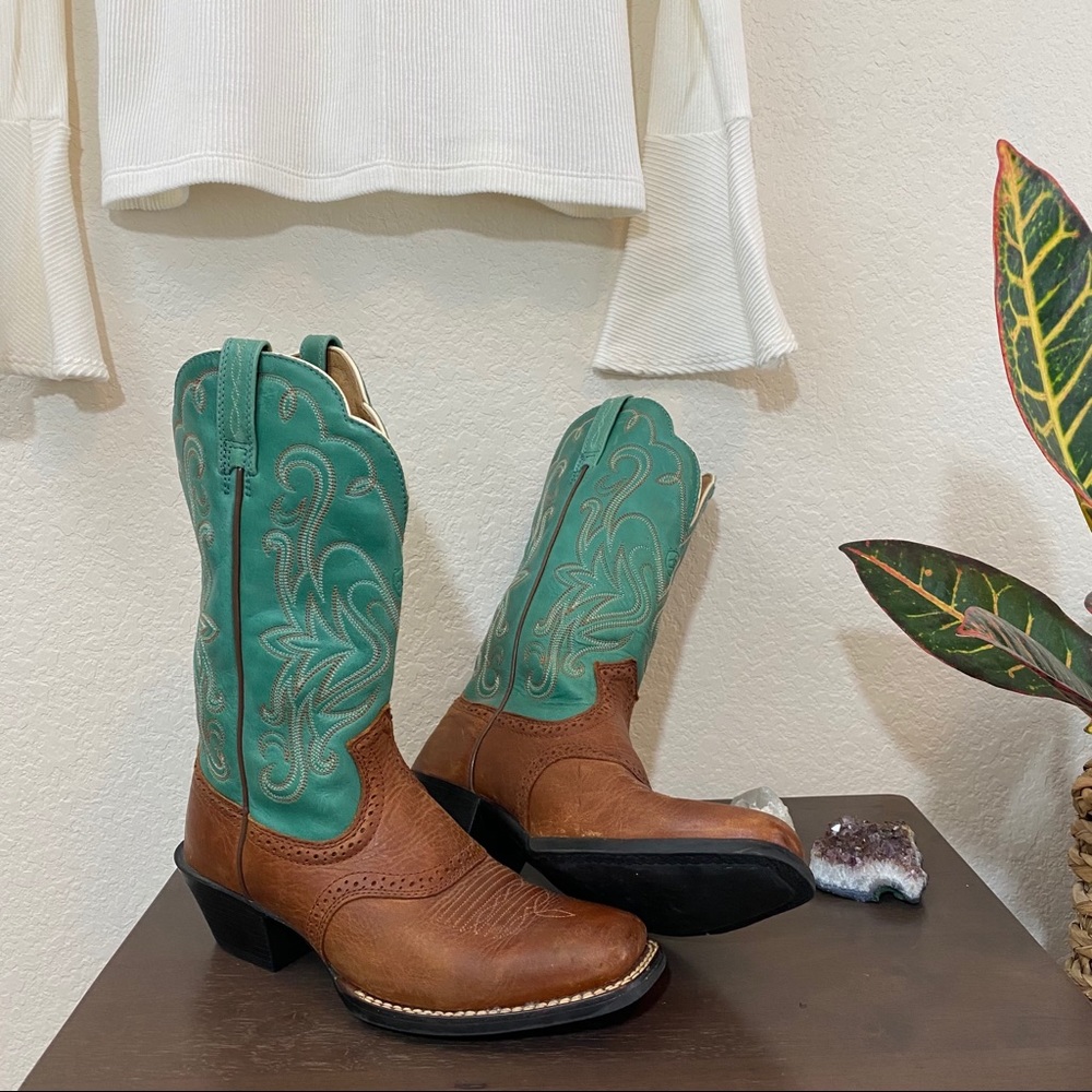 Ariat | Teal and Brown Cowboy Boots